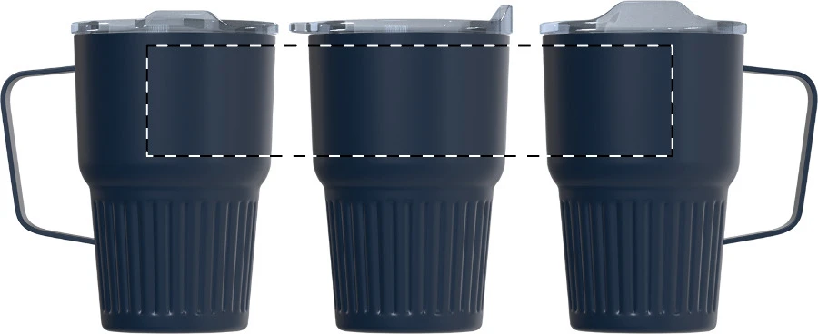 Streaky Grab termo hrnček – dark blue – tlačová plocha – Rotačná sieťotlač na strane oproti ušku