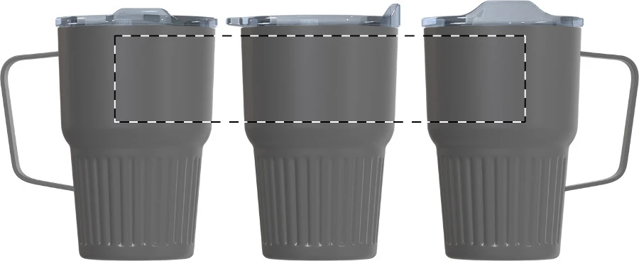 Streaky Grab termo hrnček – dark grey – tlačová plocha – Rotačná sieťotlač na strane oproti ušku