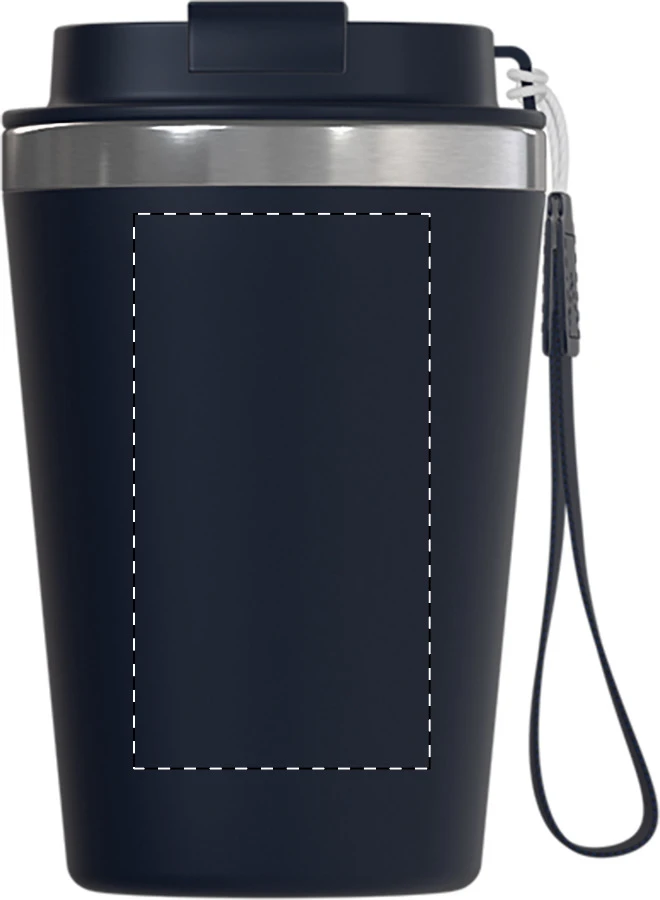 Manabi termo hrnček – dark blue – tlačová plocha – Predná strana