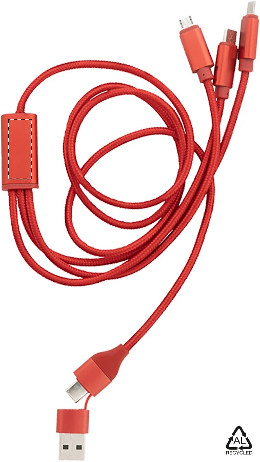 Ralong USB nabíjací kábel – red – tlačová plocha – Zadná strana