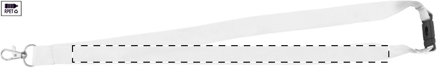Revent Call RPET lanyard na mobil – white – tlačová plocha – Ľavá stuha - predná strana