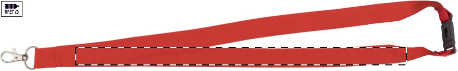 Revent Call RPET lanyard na mobil – red – tlačová plocha – Ľavá stuha - predná strana