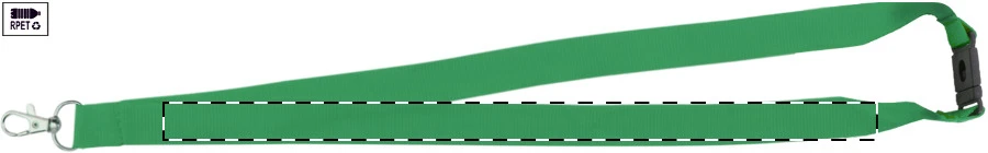 Revent Call RPET lanyard na mobil – green – tlačová plocha – Ľavá stuha - predná strana