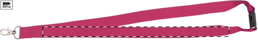 Revent Call RPET lanyard na mobil – pink – tlačová plocha – Ľavá stuha - predná strana