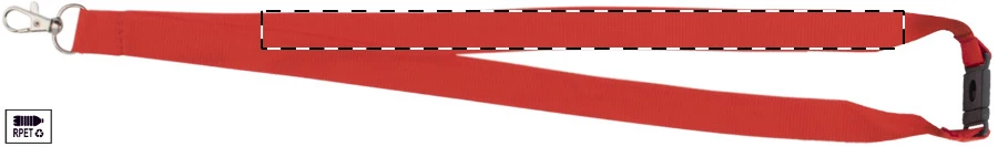 Revent Call RPET lanyard na mobil – red – tlačová plocha – Pravá stuha - predná strana