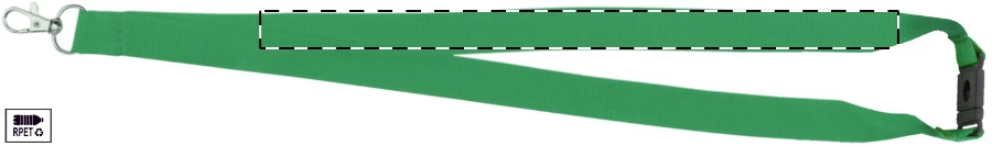 Revent Call RPET lanyard na mobil – green – tlačová plocha – Pravá stuha - predná strana