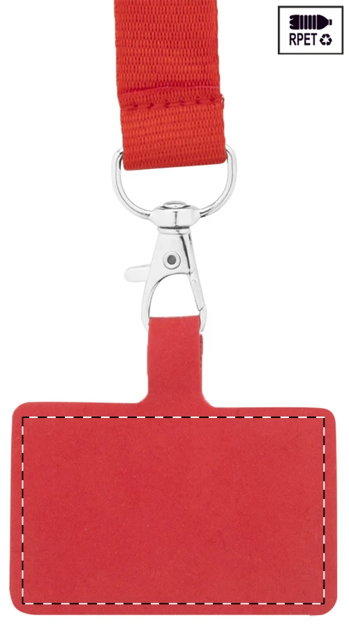 Revent Call RPET lanyard na mobil – red – tlačová plocha – Predná strana
