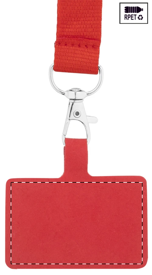 Revent Call RPET lanyard na mobil – red – tlačová plocha – Zadná strana