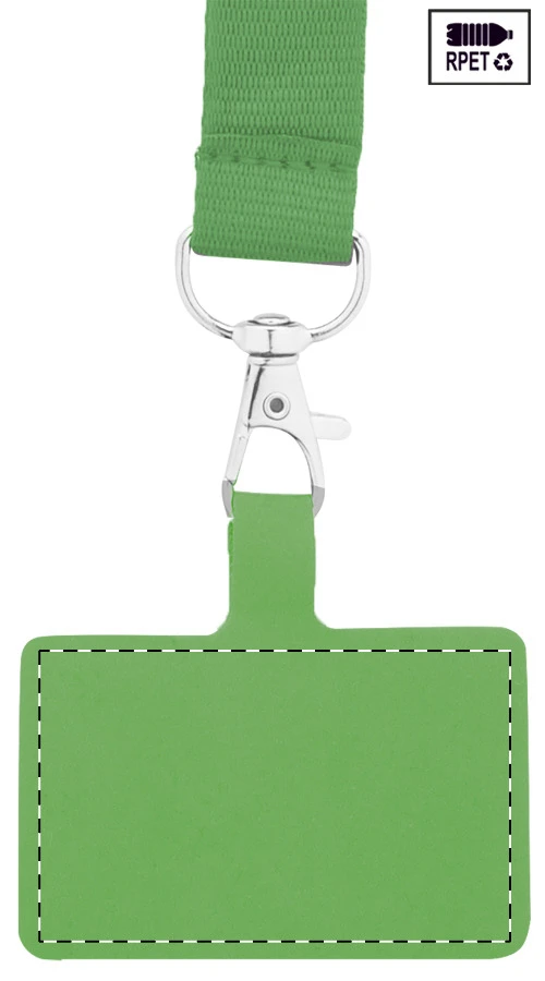 Revent Call RPET lanyard na mobil – green – tlačová plocha – Zadná strana