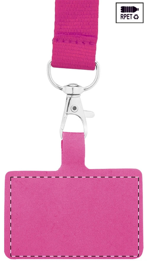Revent Call RPET lanyard na mobil – pink – tlačová plocha – Zadná strana