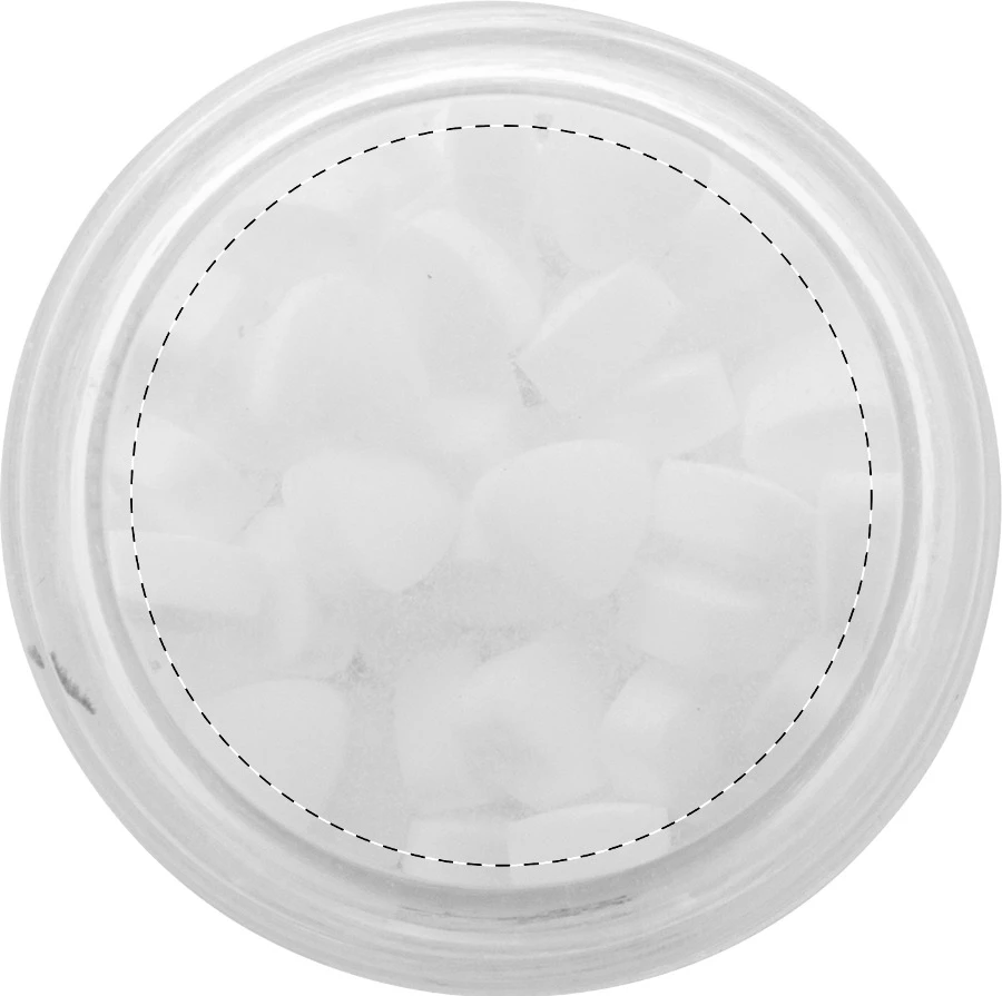 TwistMint mintové cukríky – white – tlačová plocha – Vrchná časť