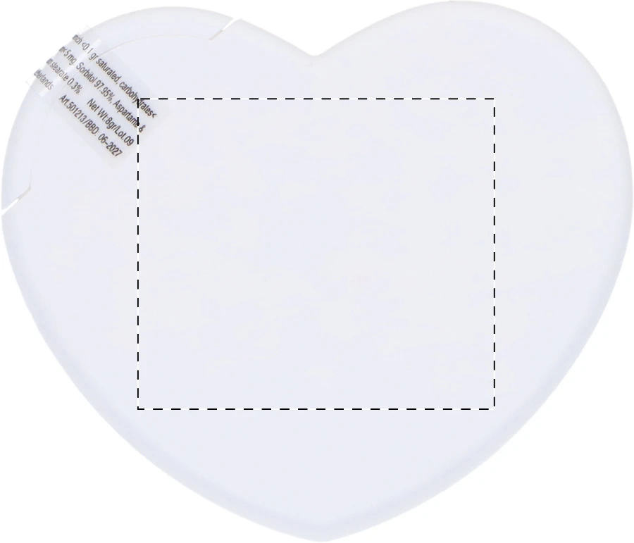 HeartMint mätové cukríky – white – tlačová plocha – Predná strana