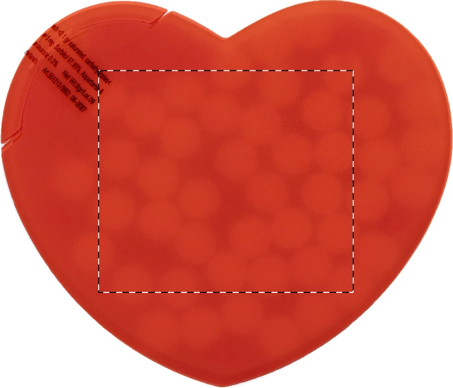 HeartMint mätové cukríky – red – tlačová plocha – Predná strana