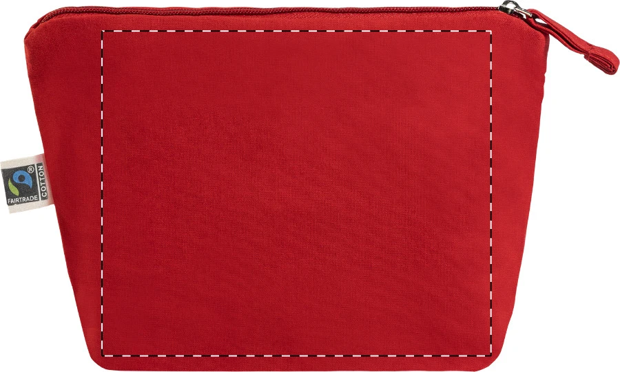 Ferbyss Fairtrade kozmetická taštička – red – tlačová plocha – Zadná strana