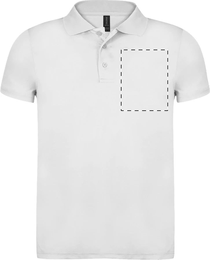 GI64800 polokošeľa pique - Gildan – white – tlačová plocha – Ľavá hruď