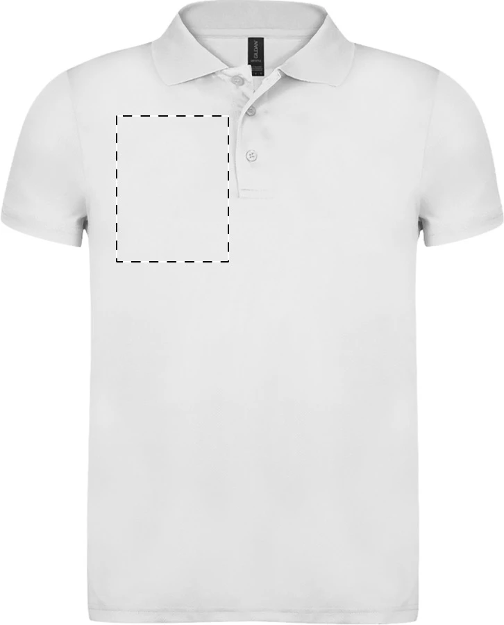GI64800 polokošeľa pique - Gildan – white – tlačová plocha – Pravá hruď