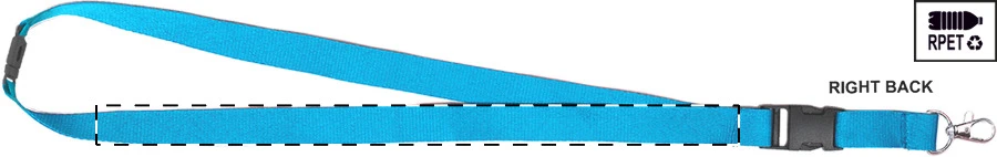 Revent Plus RPET lanyard – light blue – tlačová plocha – Pravá stuha - zadná strana