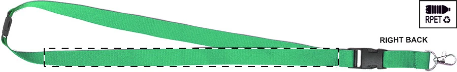 Revent Plus RPET lanyard – green – tlačová plocha – Pravá stuha - zadná strana