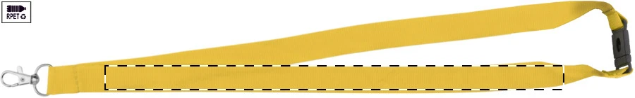 Revent RPET lanyard – žltá – tlačová plocha – Ľavá stuha - predná strana
