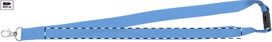 Revent RPET lanyard – light blue – tlačová plocha – Ľavá stuha - predná strana