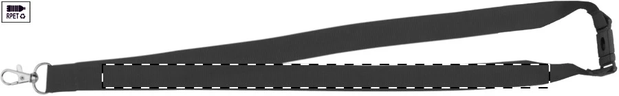 Revent RPET lanyard – čierna – tlačová plocha – Ľavá stuha - predná strana