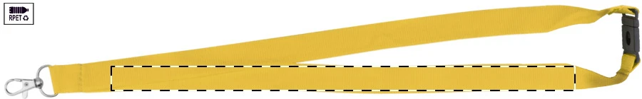 Revent RPET lanyard – žltá – tlačová plocha – Ľavá stuha - zadná strana