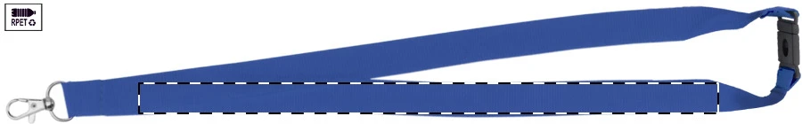 Revent RPET lanyard – blue – tlačová plocha – Ľavá stuha - zadná strana
