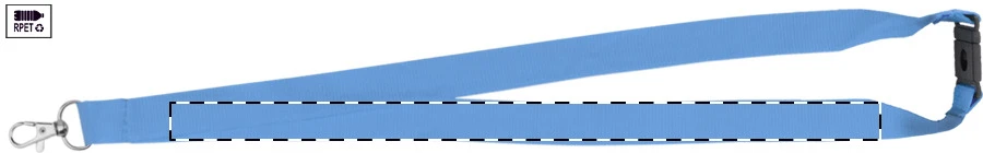 Revent RPET lanyard – light blue – tlačová plocha – Ľavá stuha - zadná strana