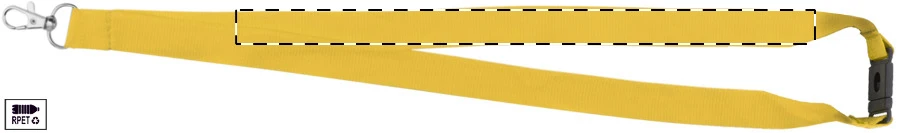 Revent RPET lanyard – žltá – tlačová plocha – Pravá stuha - predná strana