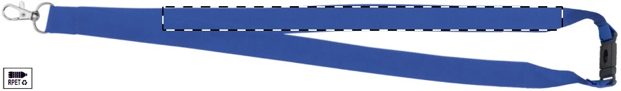Revent RPET lanyard – blue – tlačová plocha – Pravá stuha - predná strana
