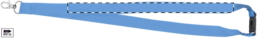 Revent RPET lanyard – light blue – tlačová plocha – Pravá stuha - predná strana