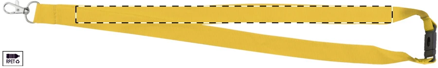 Revent RPET lanyard – žltá – tlačová plocha – Pravá stuha - zadná strana