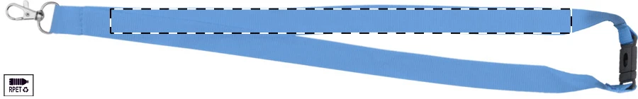 Revent RPET lanyard – light blue – tlačová plocha – Pravá stuha - zadná strana
