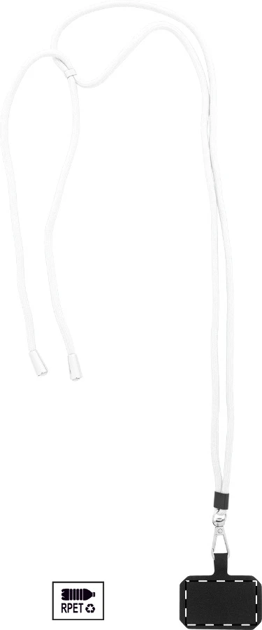 Corphon RPET lanyard na mobil – white – tlačová plocha – Predná strana
