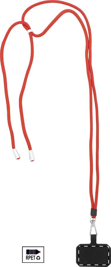 Corphon RPET lanyard na mobil – red – tlačová plocha – Predná strana