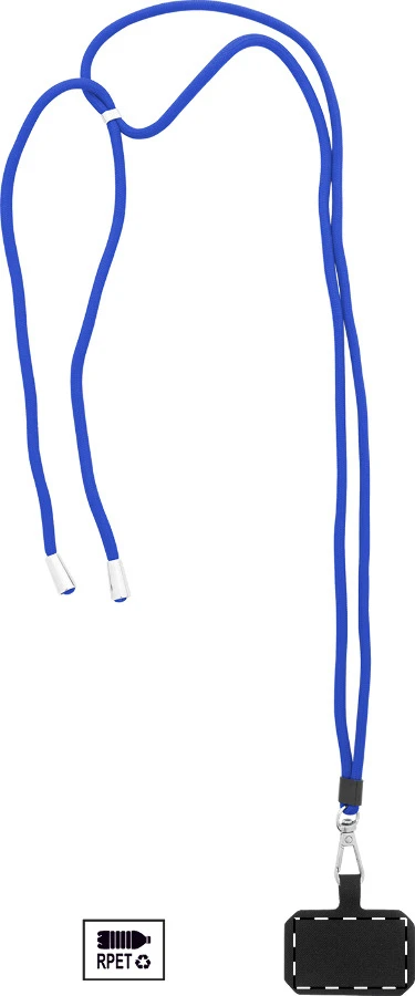 Corphon RPET lanyard na mobil – blue – tlačová plocha – Predná strana