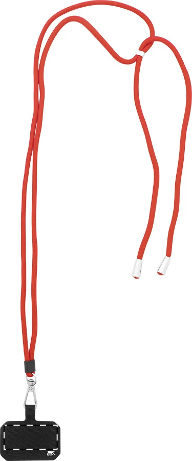 Corphon RPET lanyard na mobil – red – tlačová plocha – Zadná strana