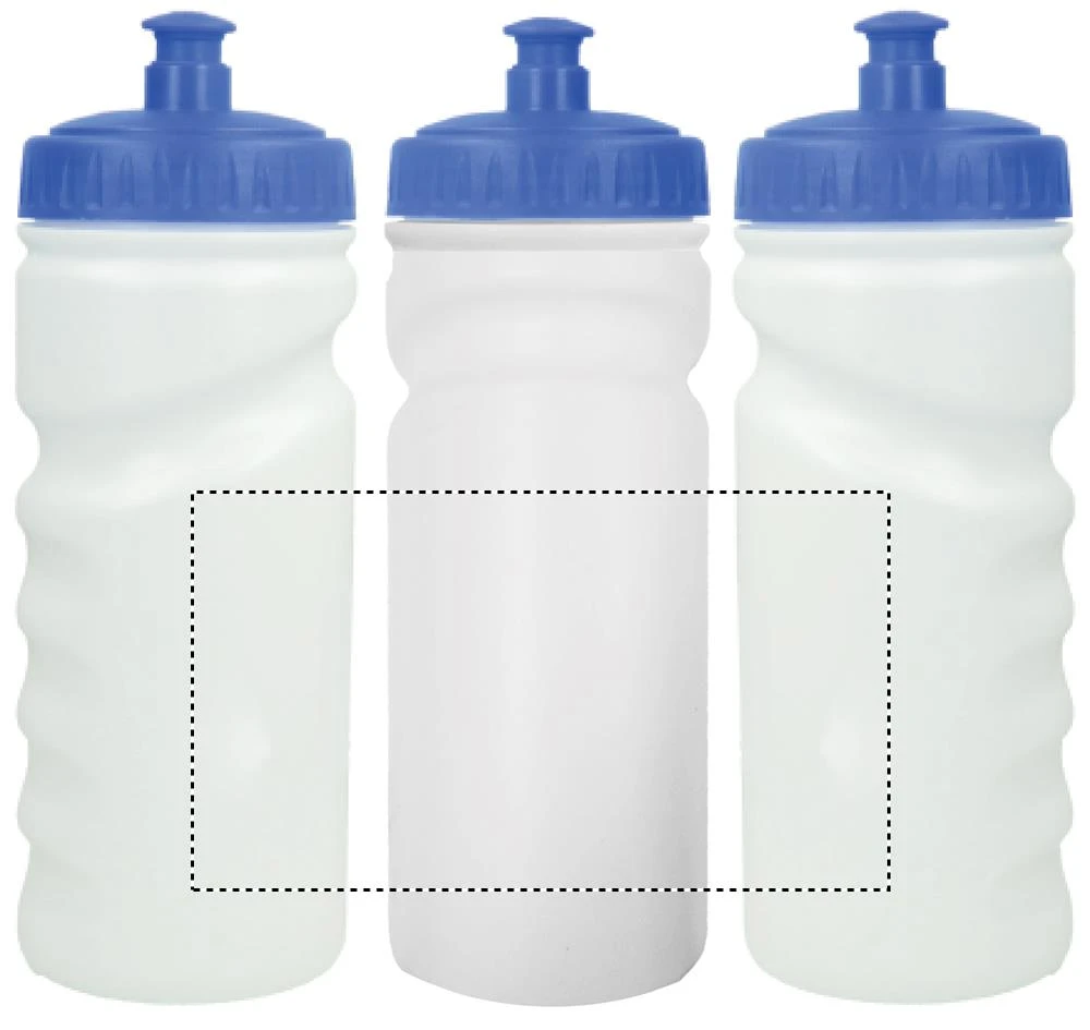 PE fľaša, 500 ml – modrá – tlačová plocha – Dookola (rotačná sieťotlač)