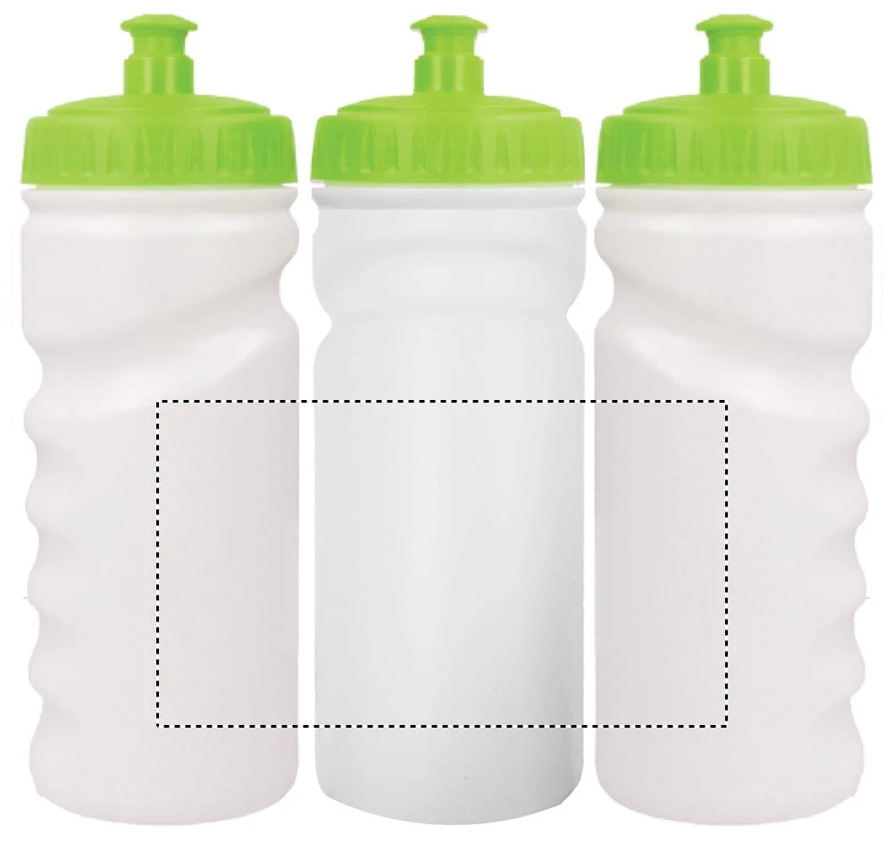 PE fľaša, 500 ml – limetková – tlačová plocha – Dookola (rotačná sieťotlač)