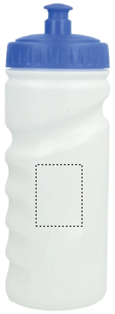 PE fľaša, 500 ml – modrá – tlačová plocha – Pre pravákov