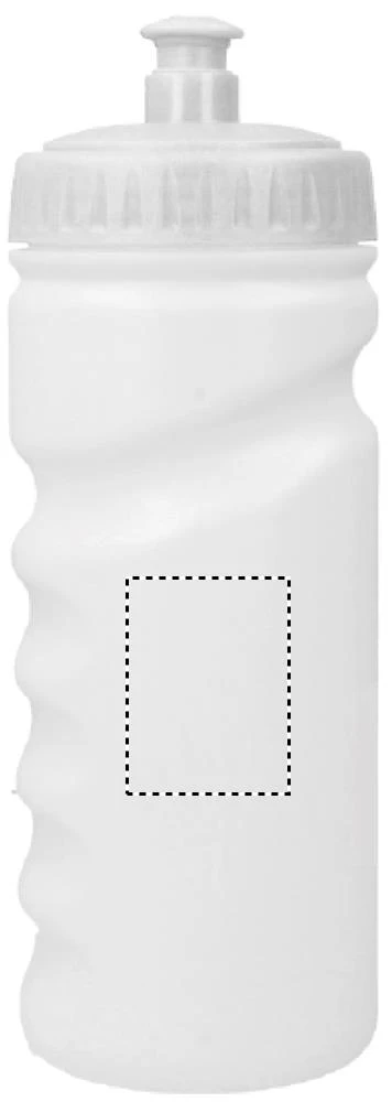 PE fľaša, 500 ml – bílá – tlačová plocha – Pre pravákov