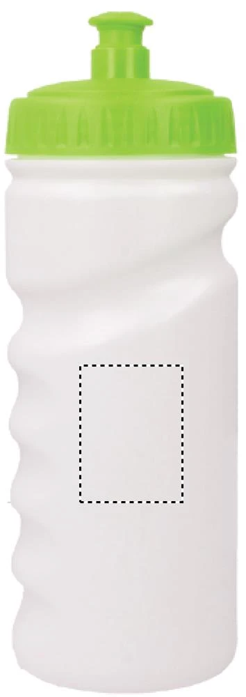 PE fľaša, 500 ml – limetková – tlačová plocha – Pre pravákov