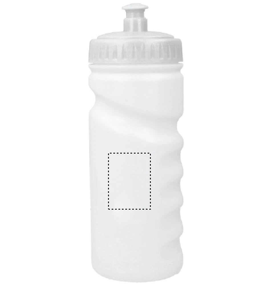 PE fľaša, 500 ml – bílá – tlačová plocha – Pre ľavákov