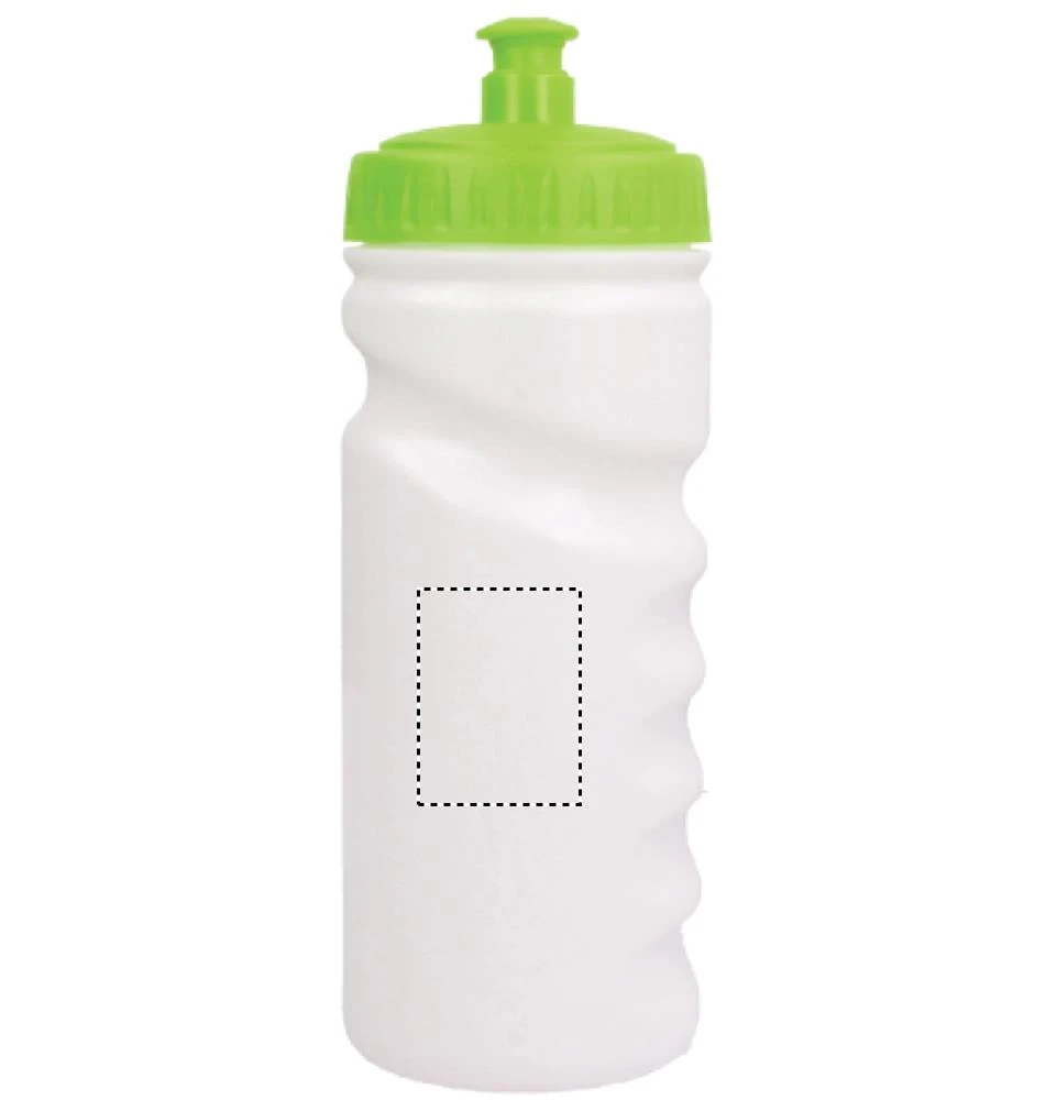 PE fľaša, 500 ml – limetková – tlačová plocha – Pre ľavákov