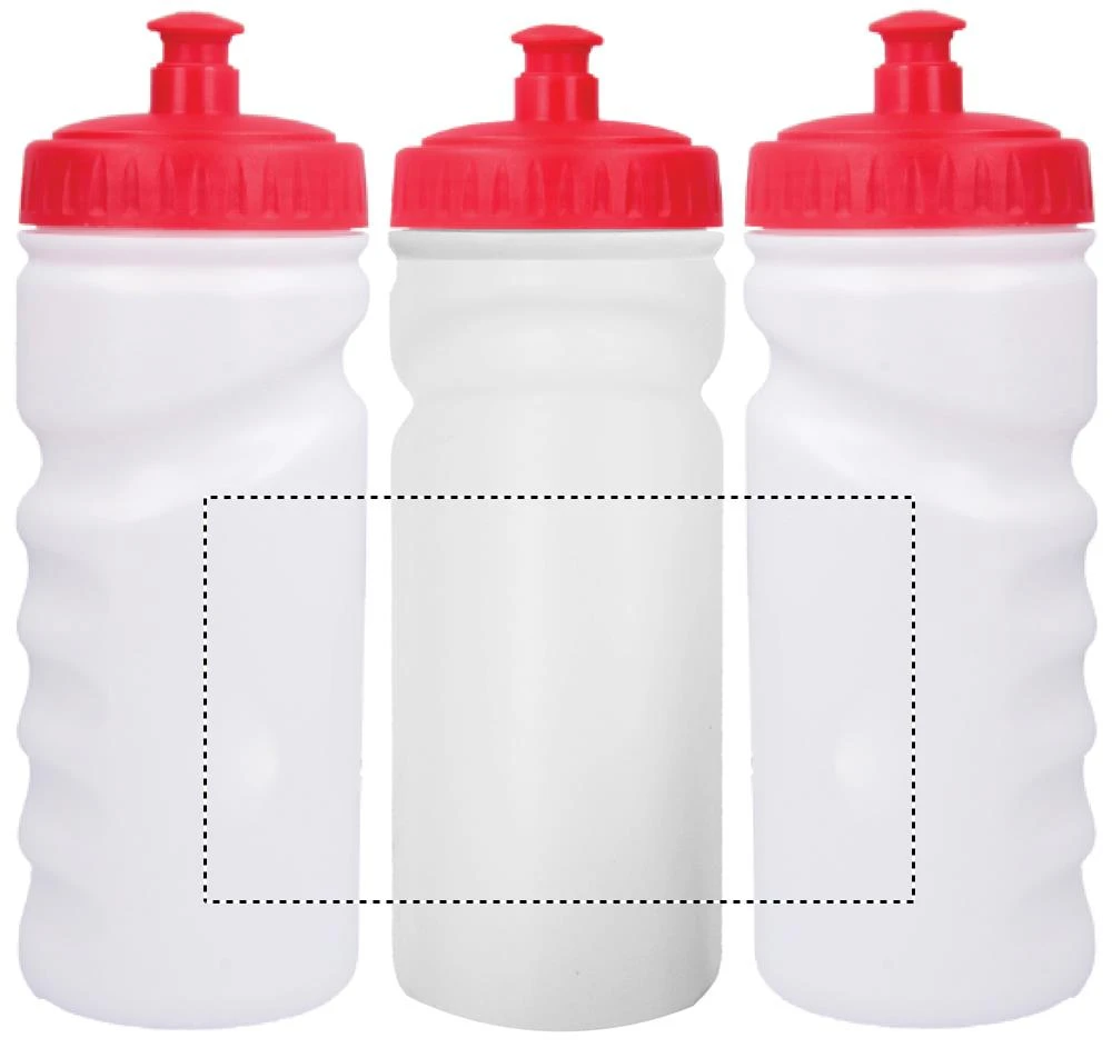 PE fľaša, 500 ml – červená – tlačová plocha – DIGITAL LABEL
