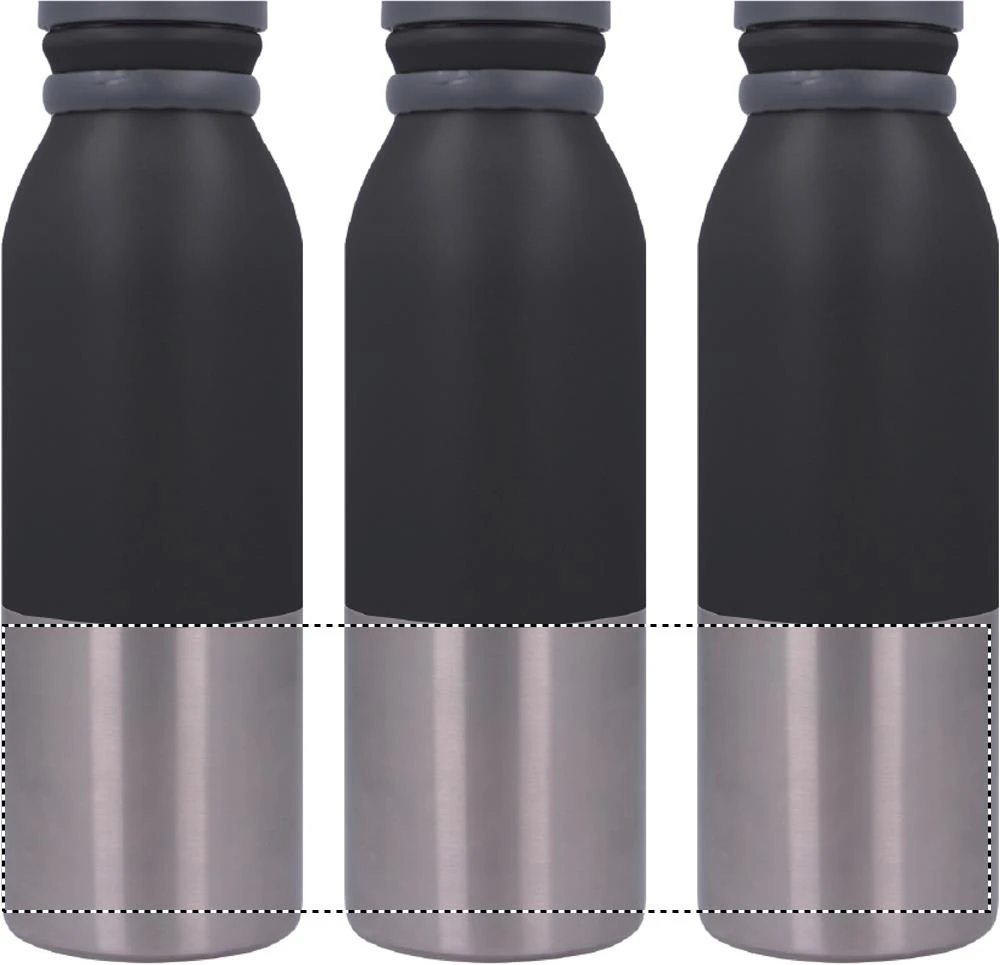 Dvojstenná fľaša, 600ml – černá – tlačová plocha – 360 LOWER