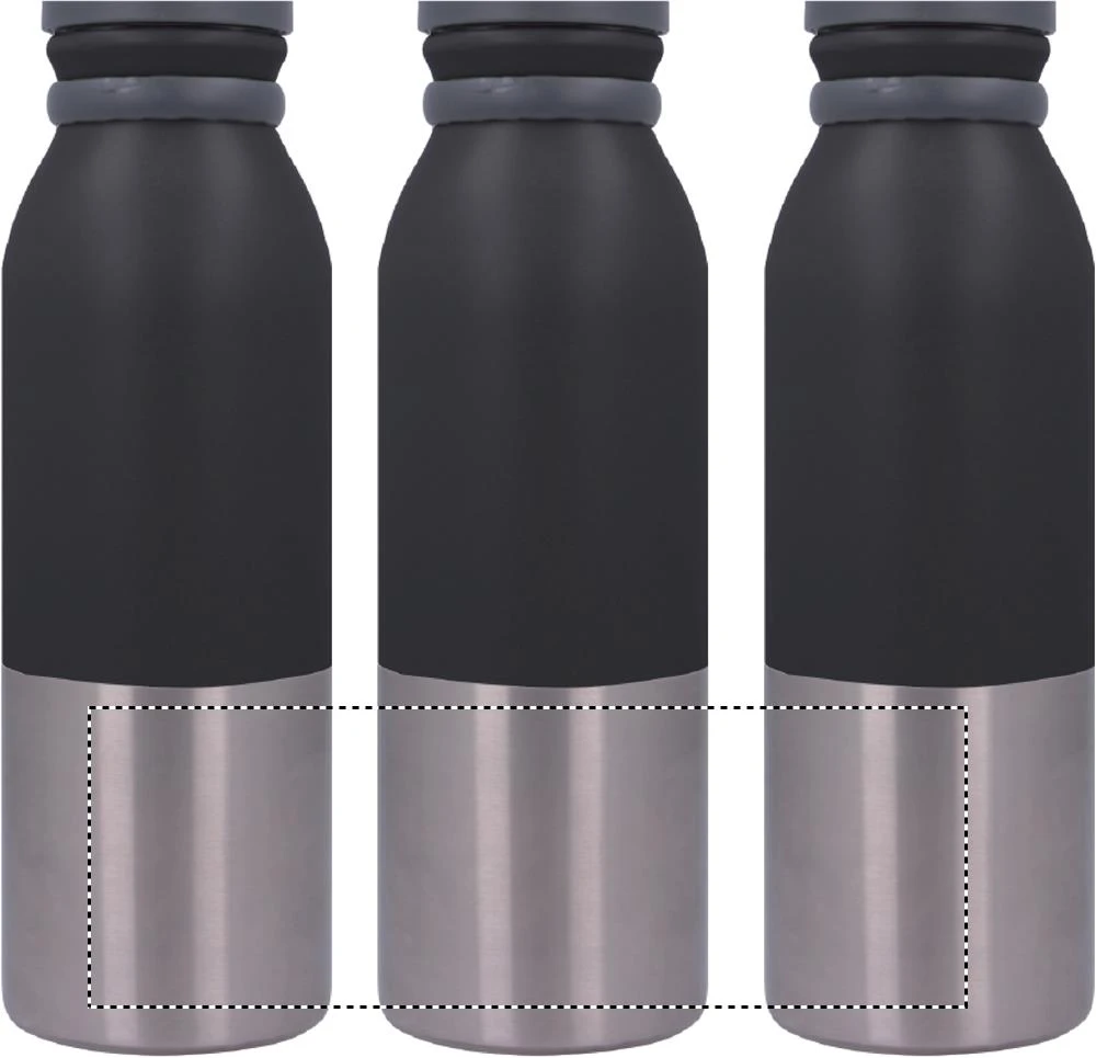 Dvojstenná fľaša, 600ml – černá – tlačová plocha – ROUNDSCREEN LOWER