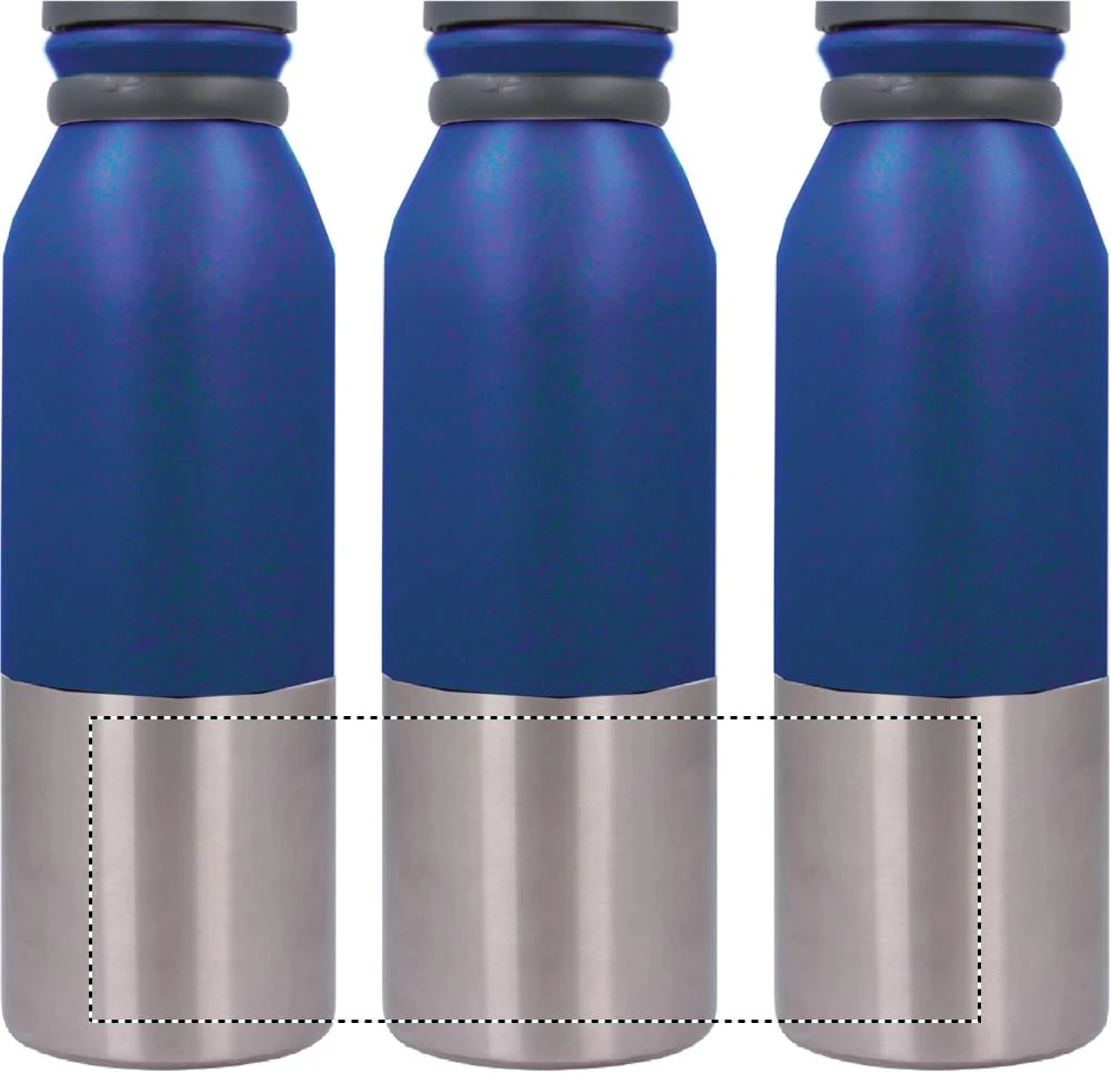 Dvojstenná fľaša, 600ml – královská modř – tlačová plocha – ROUNDSCREEN LOWER