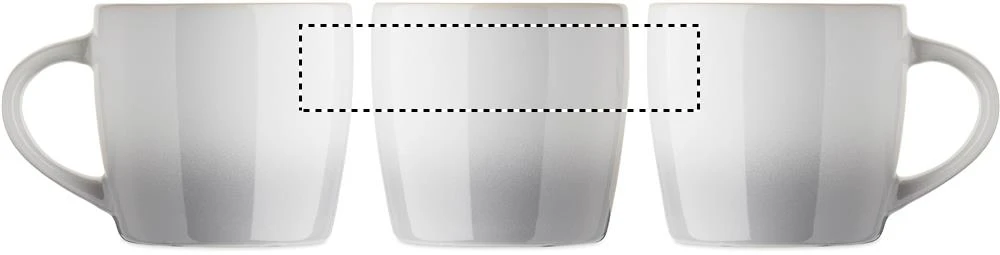 Keramický hrnček 300 ml PEZE – bílá – tlačová plocha – Dookola (rotačná sieťotlač)