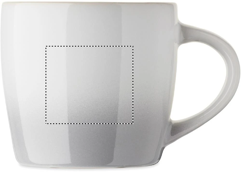 Keramický hrnček 300 ml PEZE – bílá – tlačová plocha – Pre pravákov